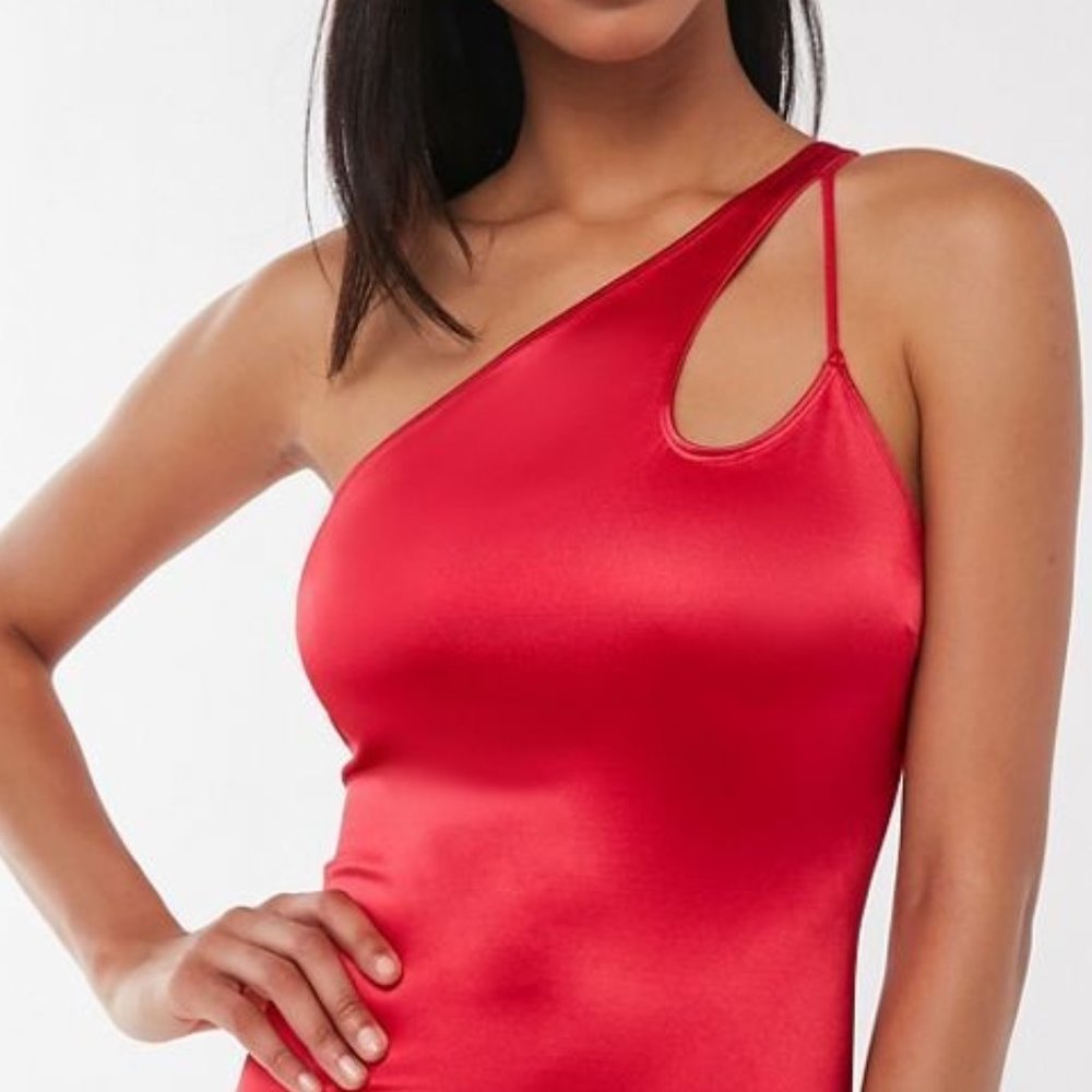 Satin strappy one shoulder Bodysuit Size S